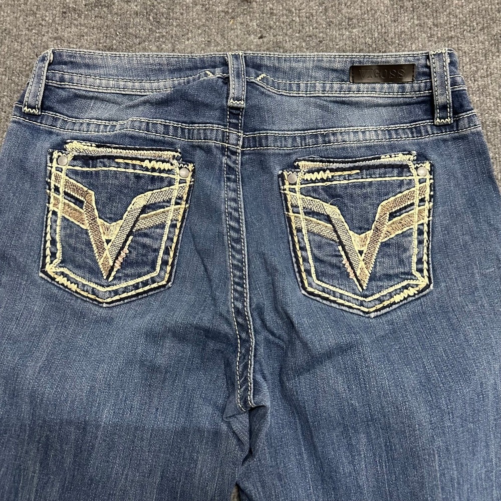 Vigoss Skinny Jeans Womens Size 14 Blue Embroidered Pockets Stretch Denim Casual